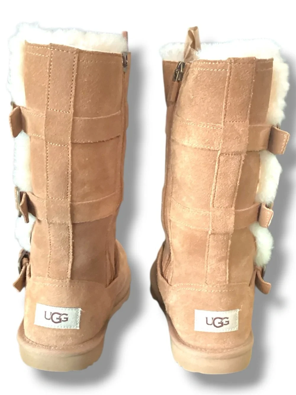 UGG | Maddie II Chestnut Suede Shearling Buckle Mid Boots Girl's Size 4